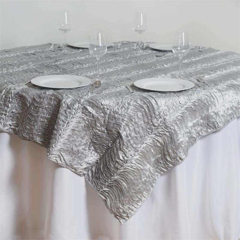 Crushed Satin 3D Wavy Square Table Overlay 72