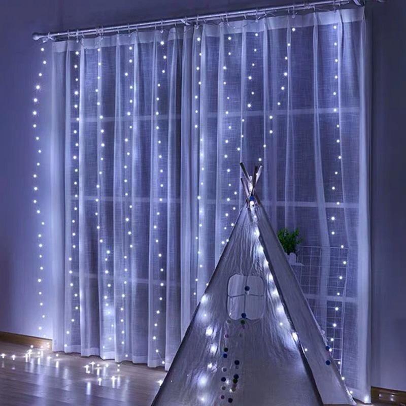 300 LED Icicle Curtain Fairy String Lights with 8 Modes 10ft