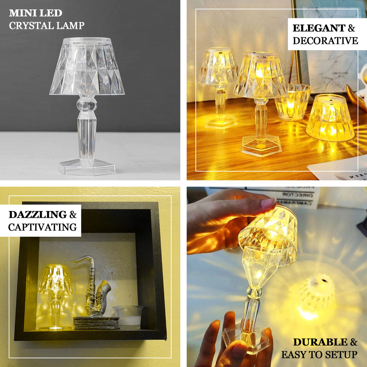 Mini Led Crystal Warm White Clear Crystal Mini Acrylic LED | eHomemart