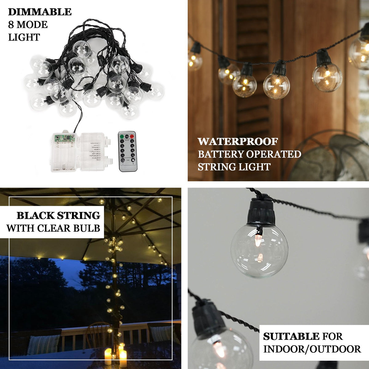 Dimmable Warm White LED String Lights with Remote – eHomemart