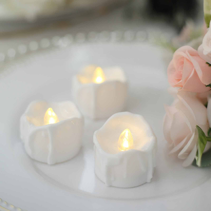 12 Pack Warm White LED Tealight Candles, Flameless Battery Operated Luminaria Candles Realistic Wax Design 1.5