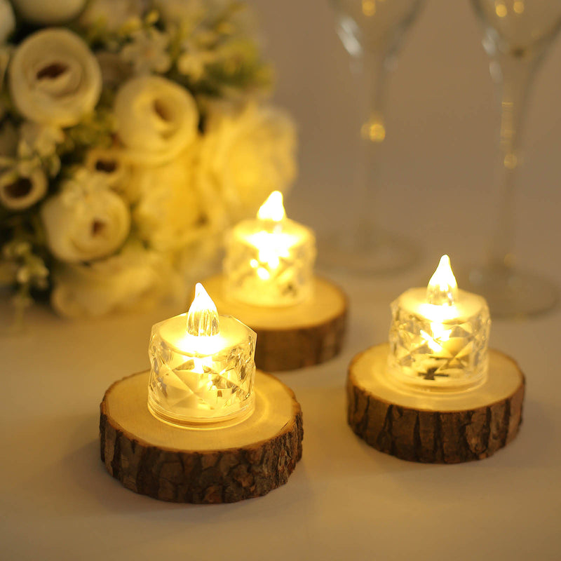 12 Pack Warm White LED Tealight Candles, Flameless Battery-Operated Tea Lights Diamond Style