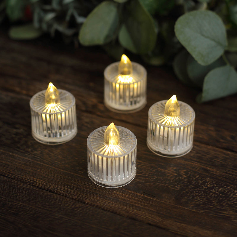 12 Pack Warm White LED Tealight Candles, Flameless Battery-Operated Tea Lights Column Style 2