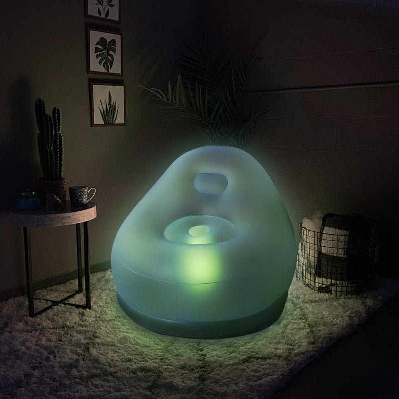 Color Changing LED Light Up Inflatable Sofa Chair, Waterproof Illuminated Remote Battery Operated Furniture