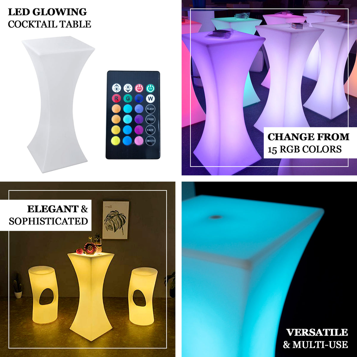 Rechargeable LED Cocktail Table - Color Changing & Waterproof – eHomemart