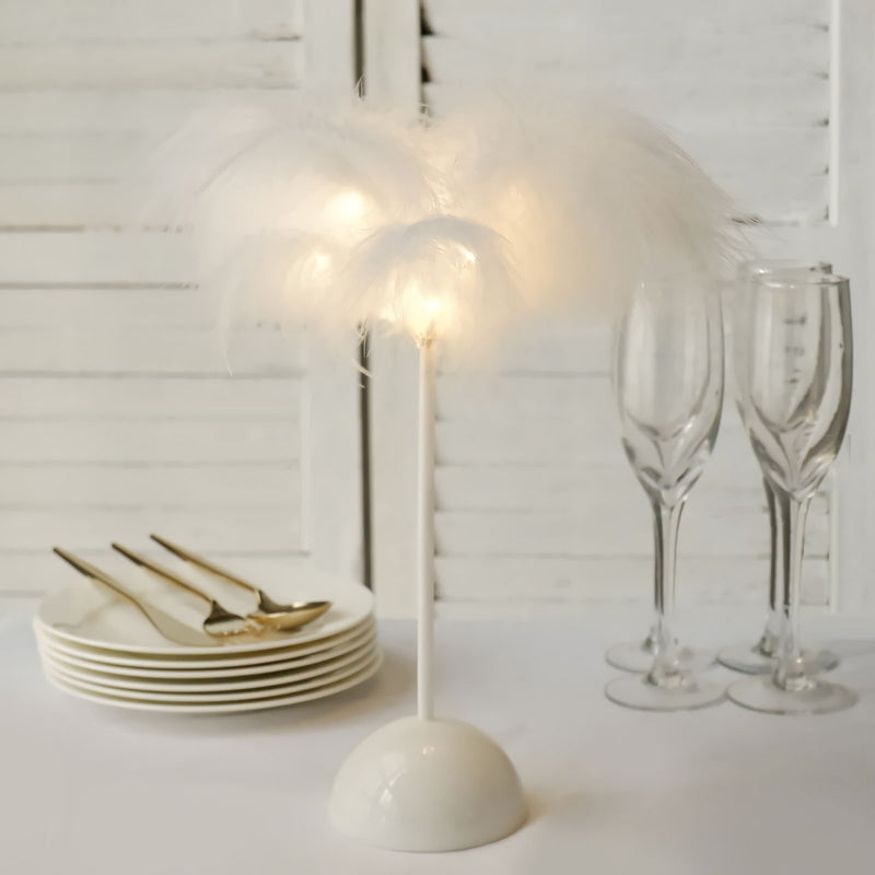 Feather LED Table Lamp Desk Light, Battery Operated Cordless Tabletop Centerpiece 15