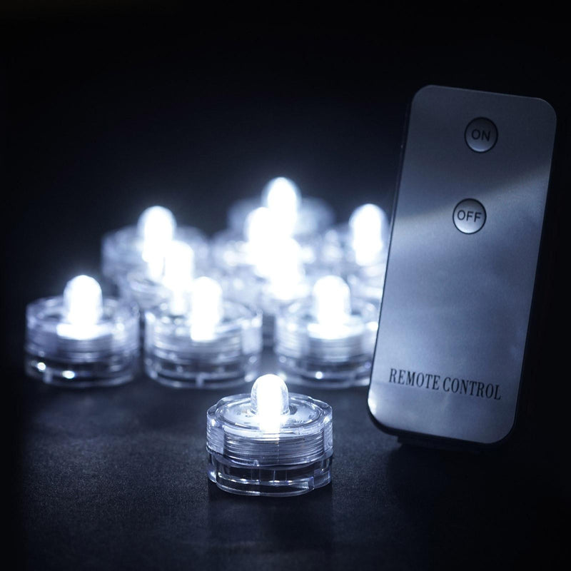 12 Pack | White Remote Operated Waterproof Submersible LED Lights