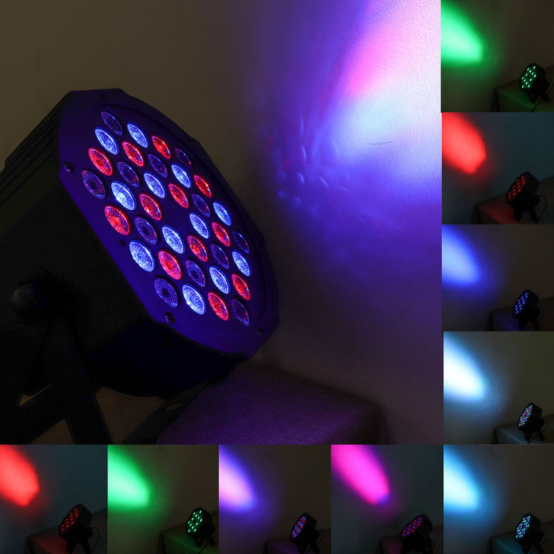 220V Auto Play Party Spotlight W/Remote, 36 LED DJ Stage Uplight, RGB Multi-Color Sound Activated Strobe Par Light