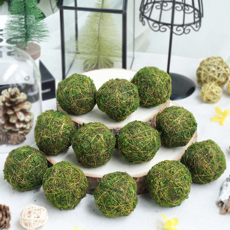 Handmade Preserved Natural Moss Ball Vase Fillers With Golden Twine