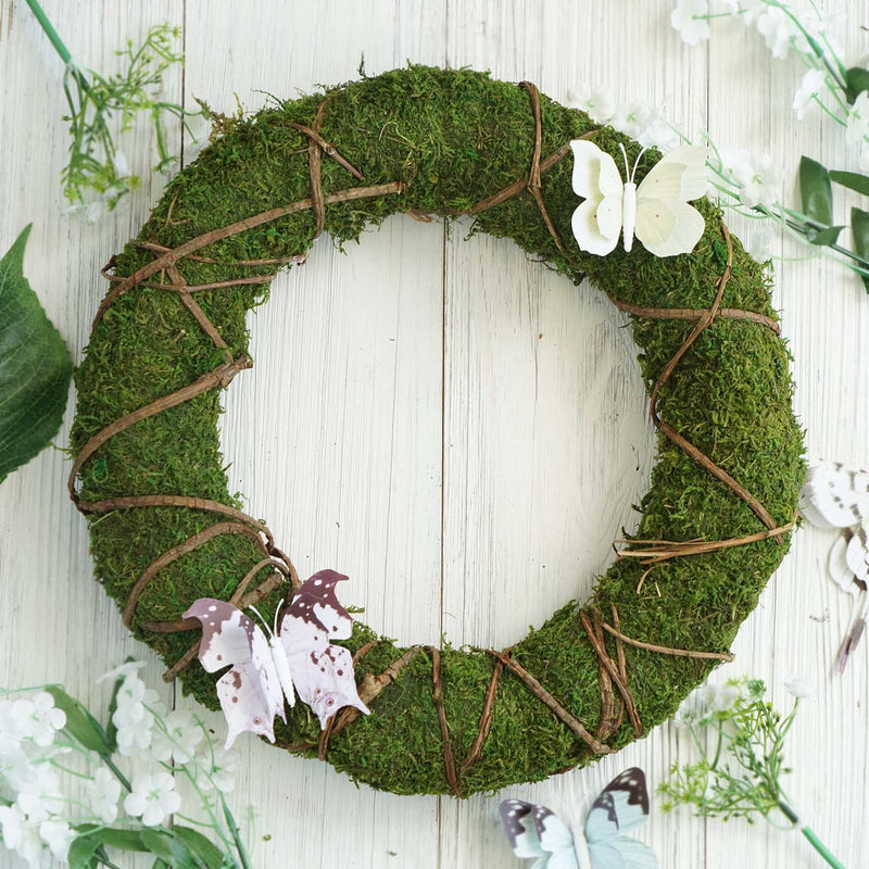 2 Pack Green Natural Preserved Moss Wreaths With Twine Twig Wrap 14