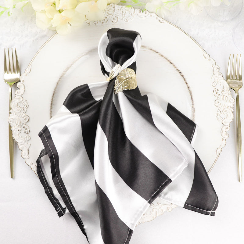 5 Pack | Striped Satin Cloth Dinner Napkins | 20