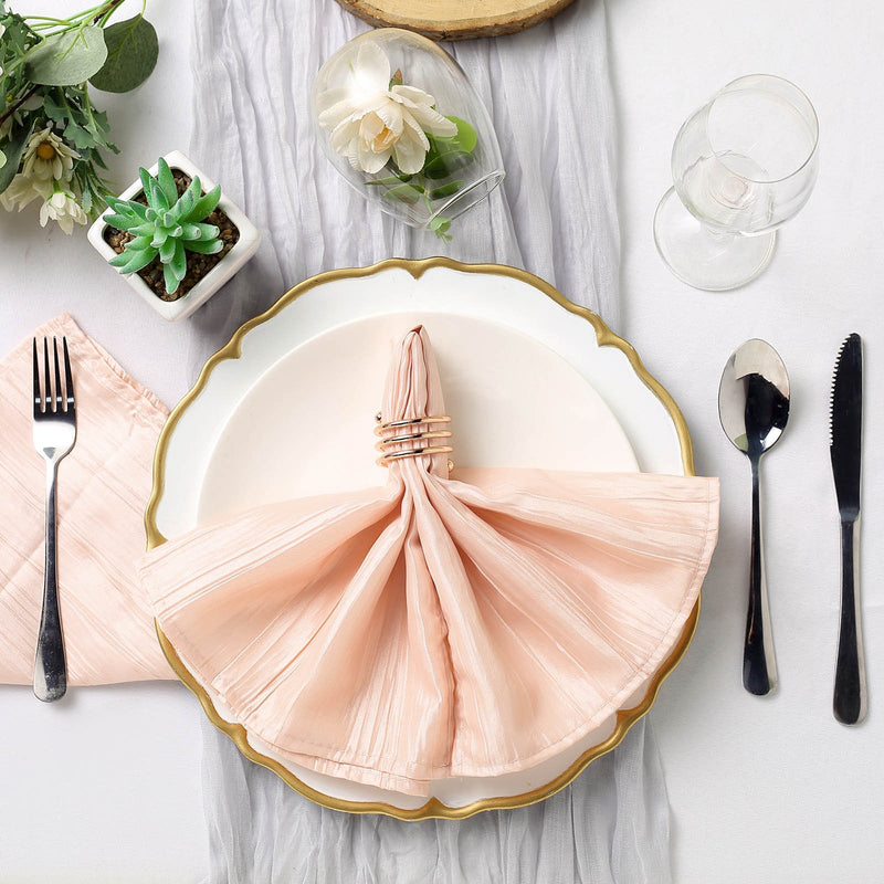 5 Pack Accordion Crinkle Taffeta Cloth Dinner Napkins 20