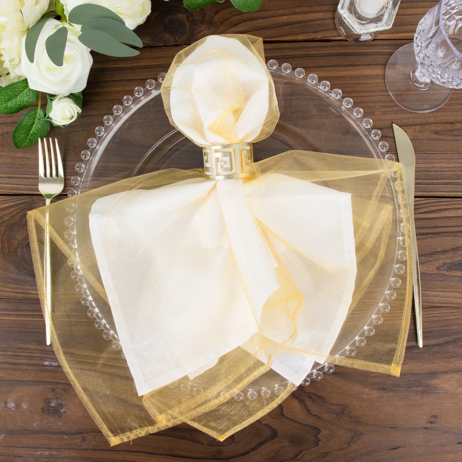 10 Pack Sheer Organza Decorative Dinner Table Napkins 23