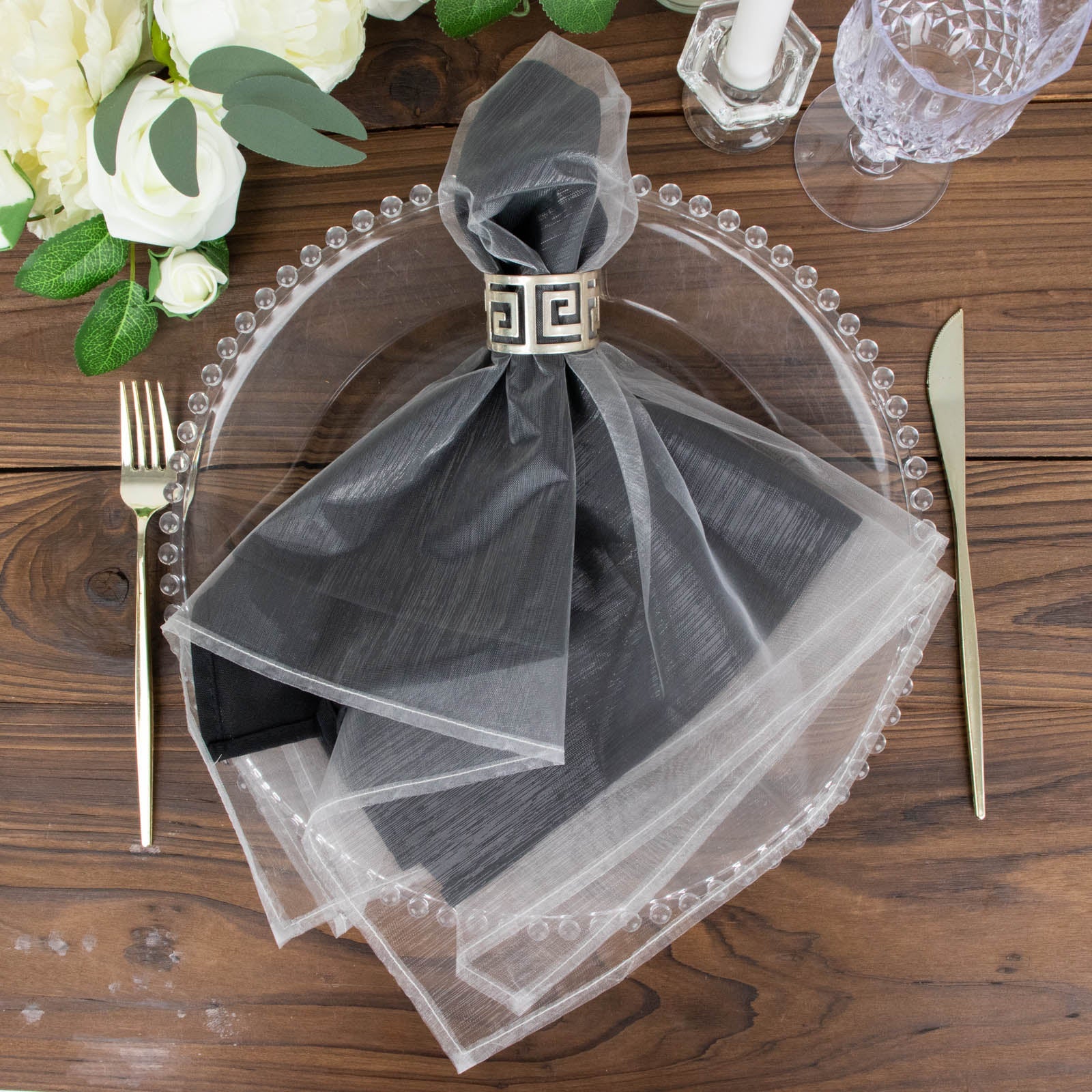 10 Pack Sheer Organza Decorative Dinner Table Napkins 23"x23" – eHomemart