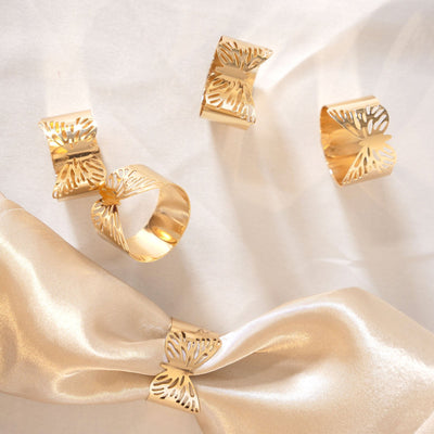 napkin holder rings, cloth napkin holder, dinner napkin holder, gold napkin rings, butterfly napkin rings#color_gold