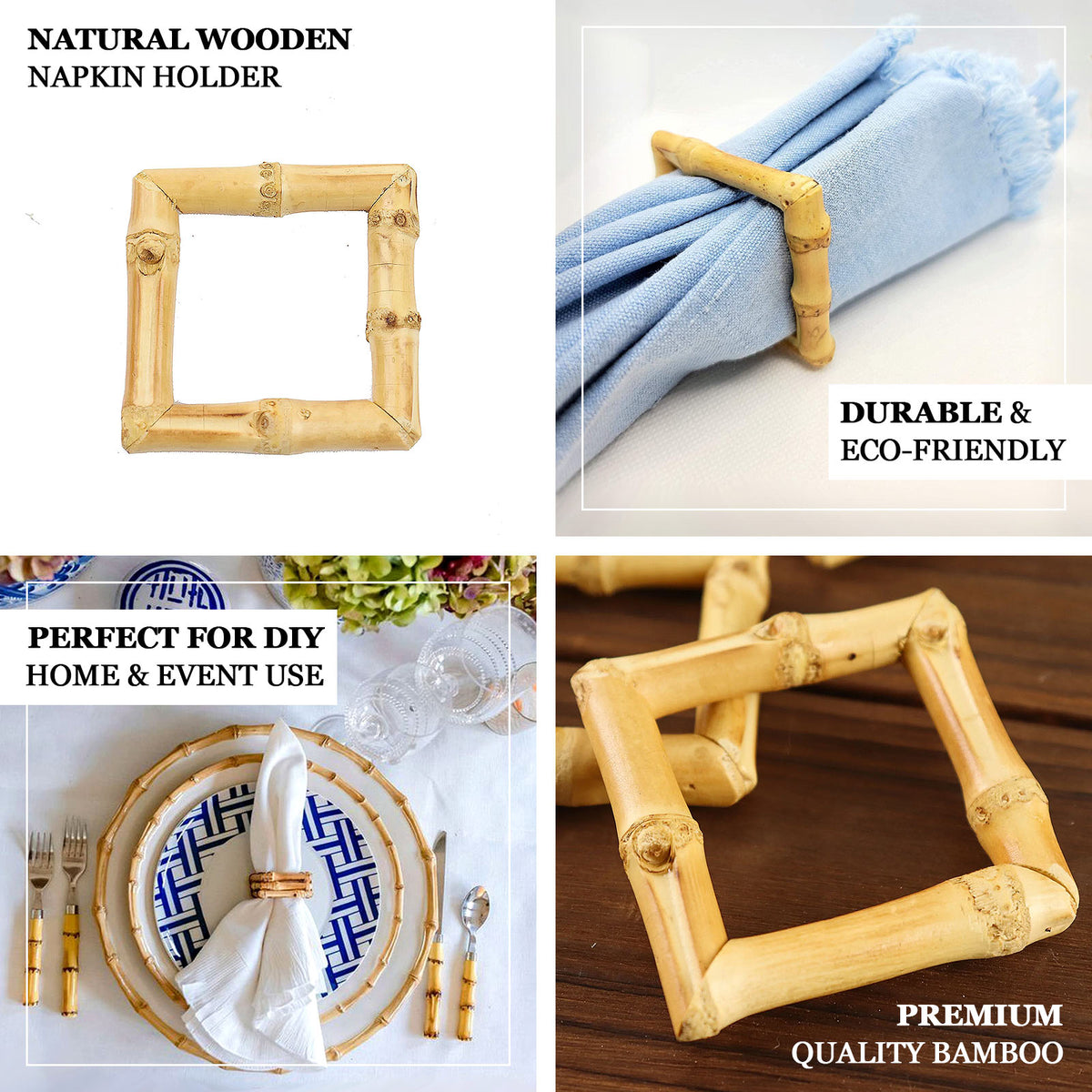 Natural Rustic Wooden Square Napkin Ring – eHomemart