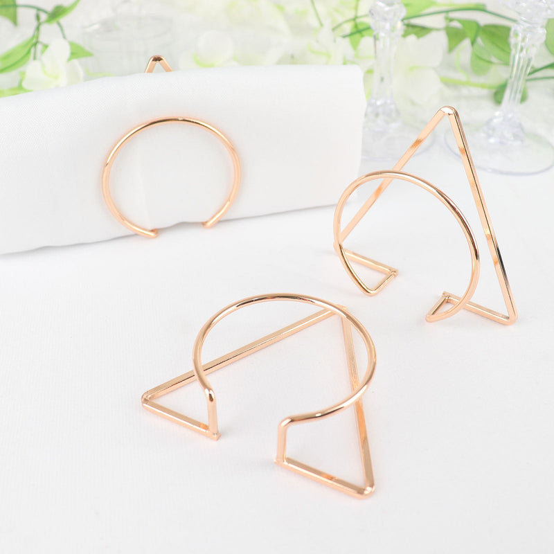 4 Pack Gold Geometric Metal Napkin Rings, Modern Nordic Napkin Holder Stands