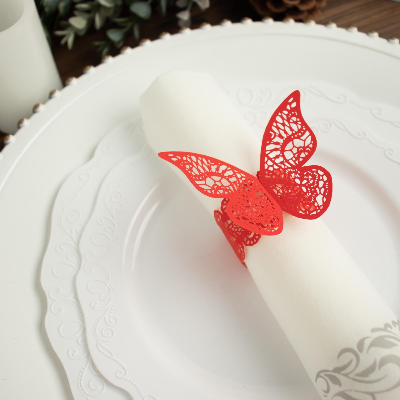 12 Pack | Shimmery Laser Cut Butterfly Paper Napkin Rings, Chair Sash ...