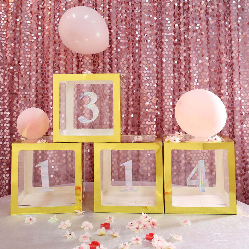 4 Pack Metallic Iridescent Number Stickers Banner, Customizable Stick On Numbers 5