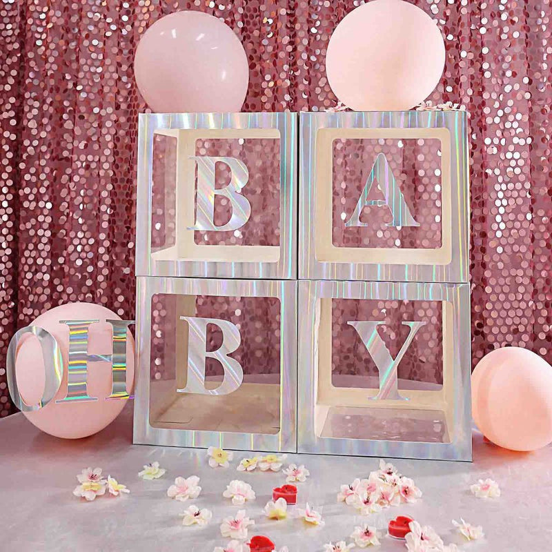 4 Pack Metallic Iridescent Alphabet Stickers Banner, Customizable Stick on Letters 5