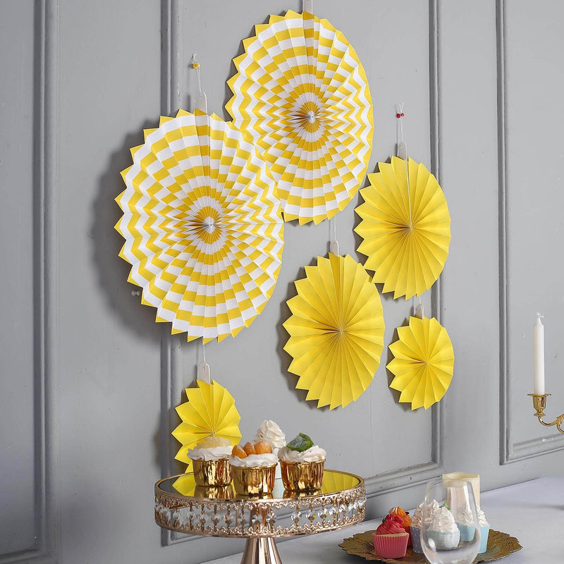 Set of 6 - Paper Fan Decorations - Paper Pinwheels Wall Hanging Home Decorations Backdrop Kit