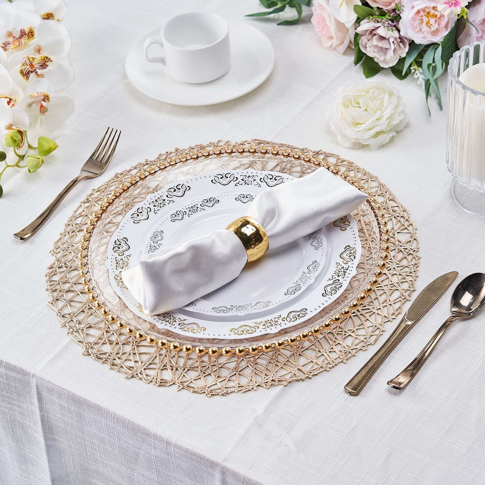 Vinyl Placemats, Decorative Woven Round Table Mats | eHomemart
