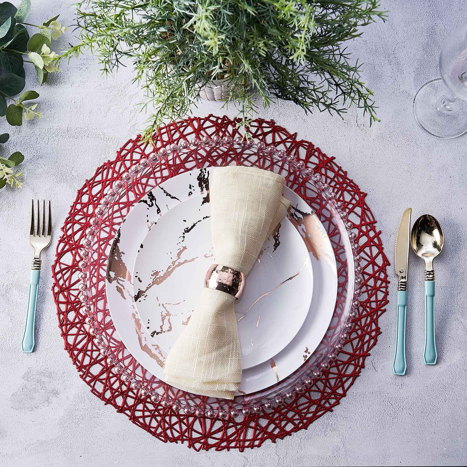 Vinyl Placemats, Decorative Woven Round Table Mats | eHomemart