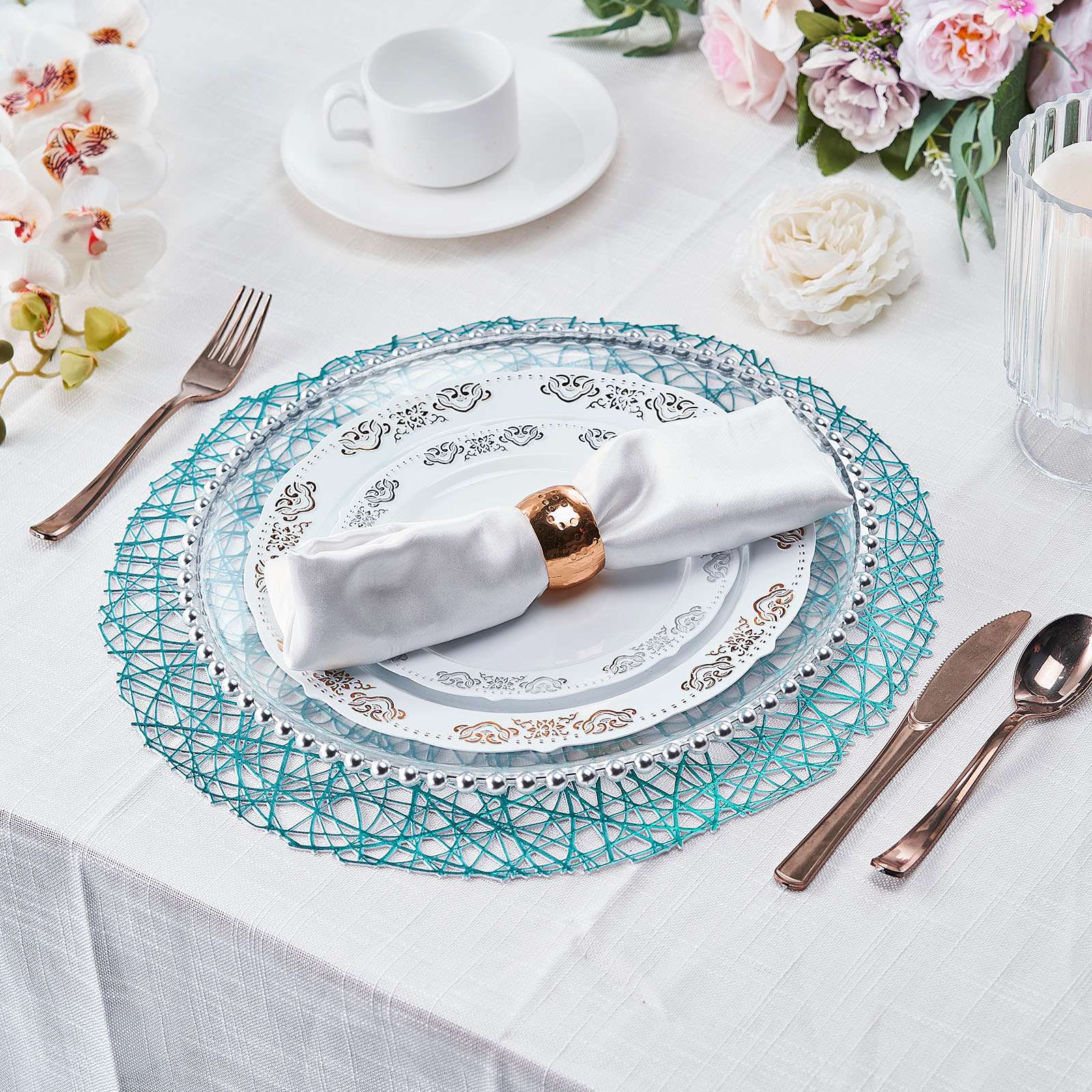 Vinyl Placemats, Decorative Woven Round Table Mats | eHomemart