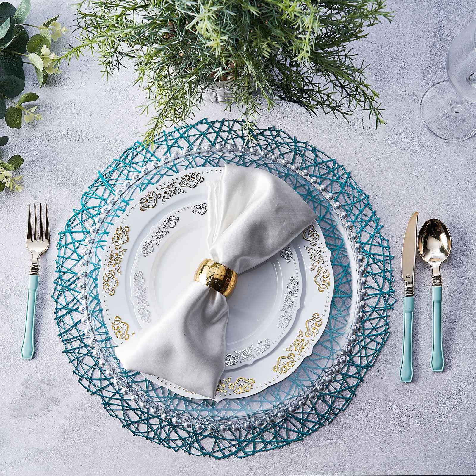 Vinyl Placemats, Decorative Woven Round Table Mats | eHomemart