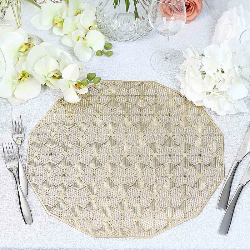 6 Pack Geometric Woven Vinyl Placemats, Non-Slip Dining Table Mats 15