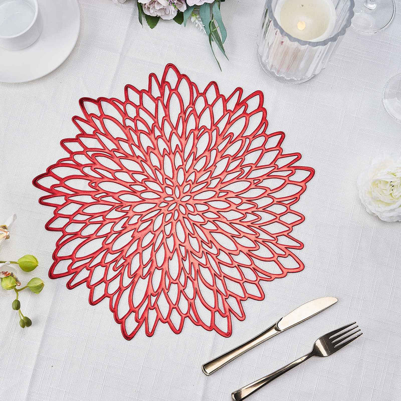 6 Pack Decorative Floral Vinyl Placemats, Non-Slip Round Dining Table Mats 15