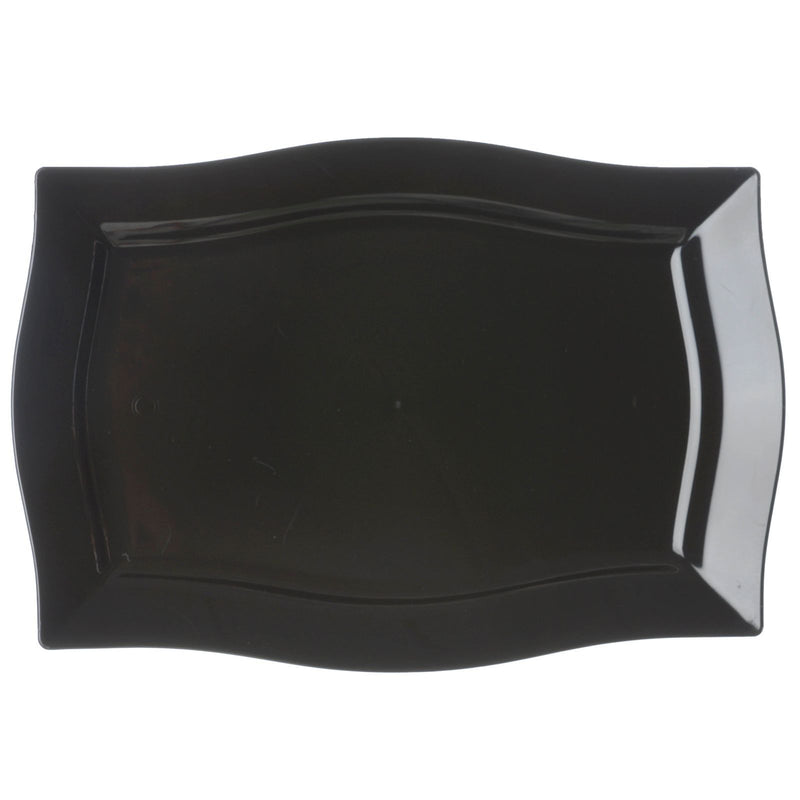 10 Pack Plastic Rectangular Serving Plates With Wave Trimmed Rim 12