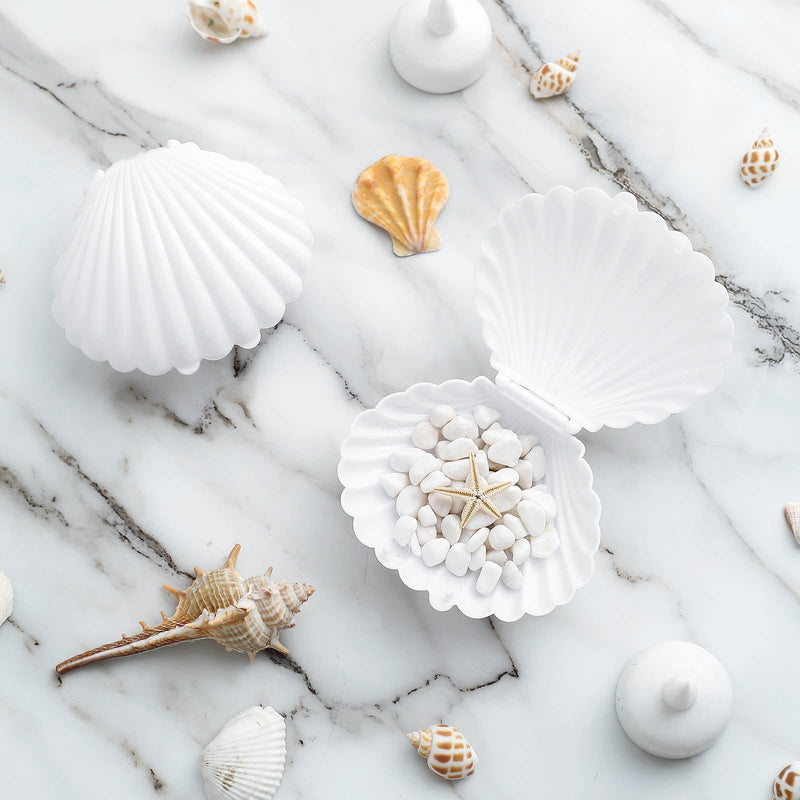 12 Pack Plastic Fillable Seashell Decor, Table Accents, Vase Filler, Table Scatter 3.5