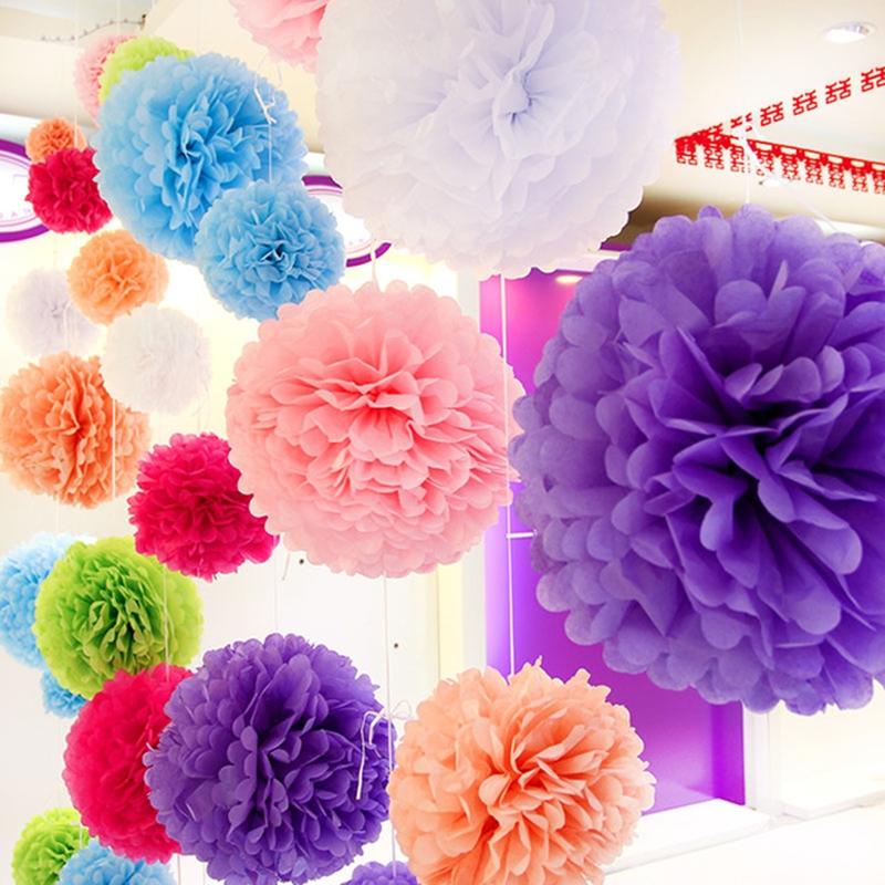 6 Pack Tissue Paper Pom Poms Flower Balls, Ceiling Wall Hanging Decorations 8