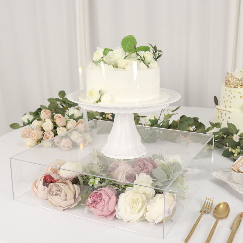 Acrylic Cake Box Stand, Display Box Pedestal Riser with Hollow Bottom 18