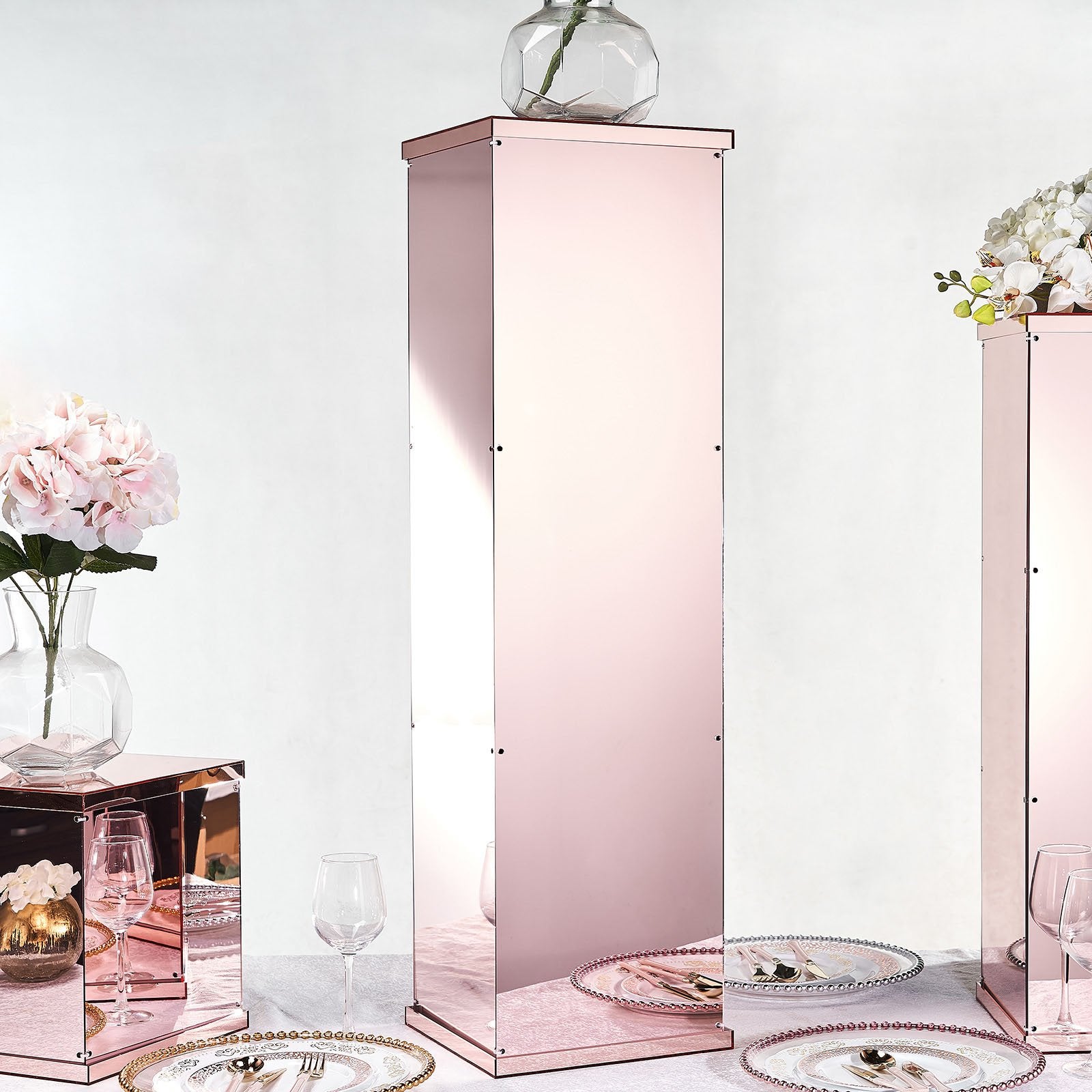 Floor Standing Acrylic Pedestal Riser Display Box with Interchangeable ...