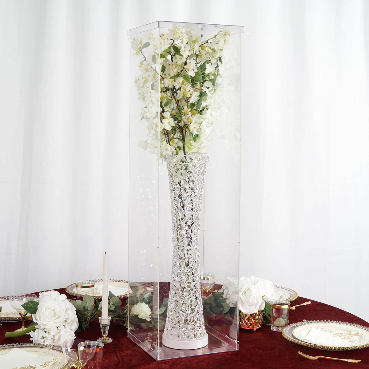 Floor Standing Acrylic Pedestal Riser Display Box with Interchangeable ...