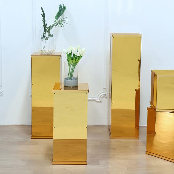 Set of 5 - Acrylic Pedestal Risers Display Boxes With Interchangeable Lid and Base - 12