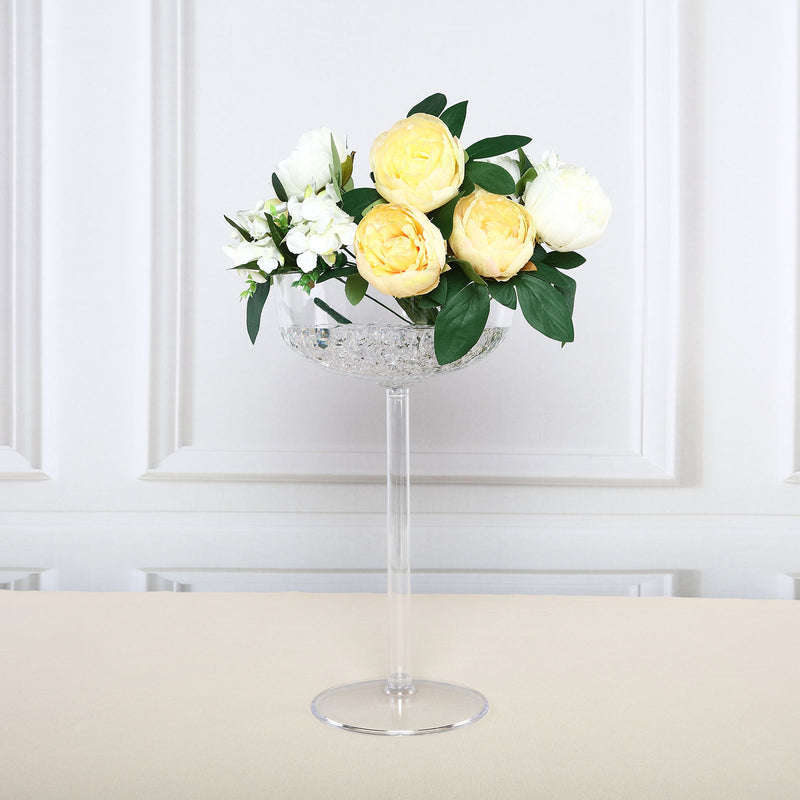 4 Pack Clear Plastic Champagne Glass Flower Vases With Fillable Stems, Table Centerpieces 18