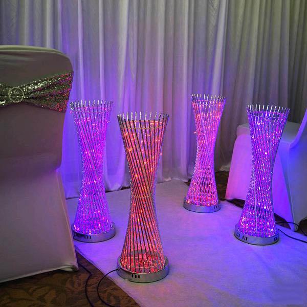 Color Changing LED Spiral Metal Tower Columns LED Lamp, Night Light Table Centerpiece 2ft