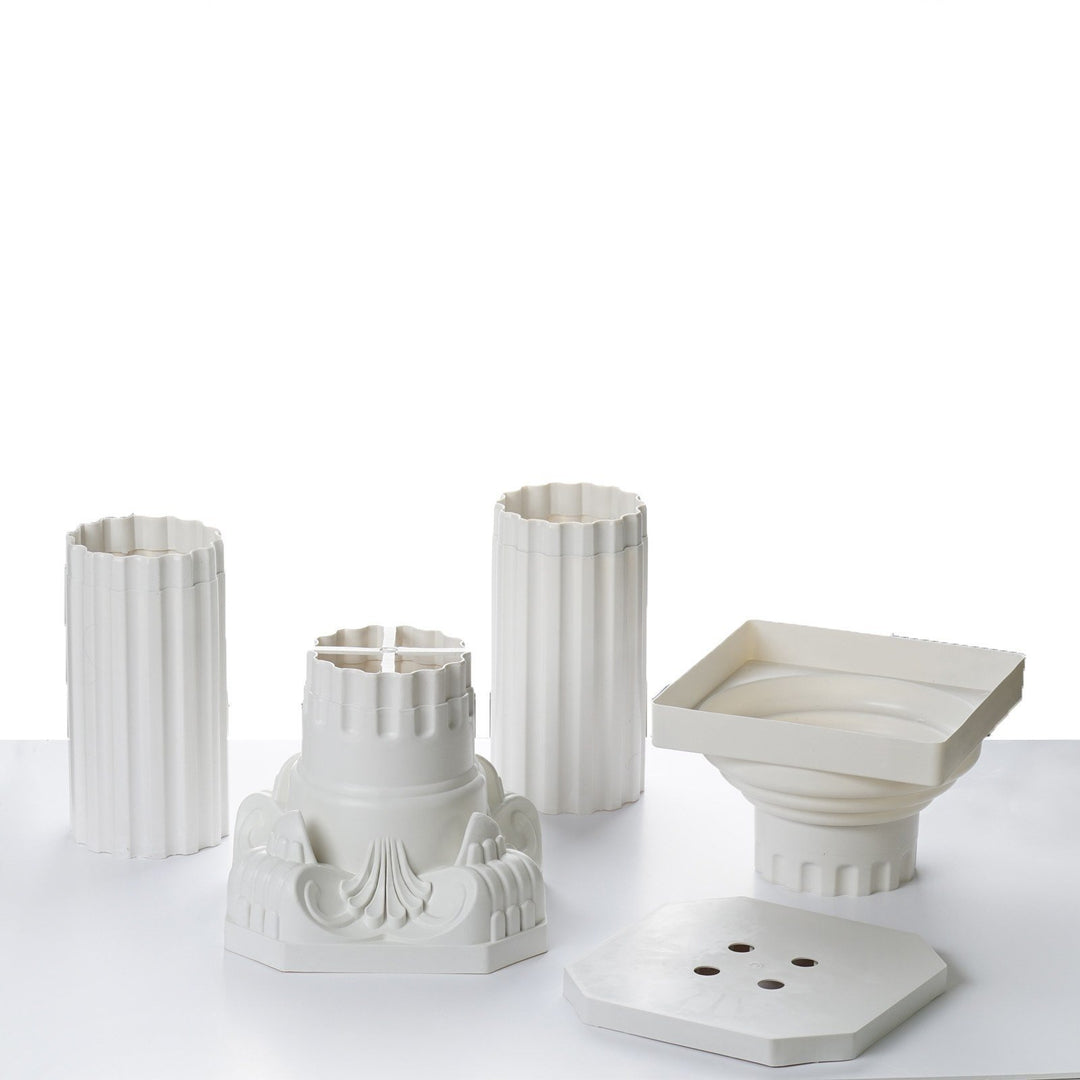 Off White Roman Inspired Pedestal Column Plant Stand