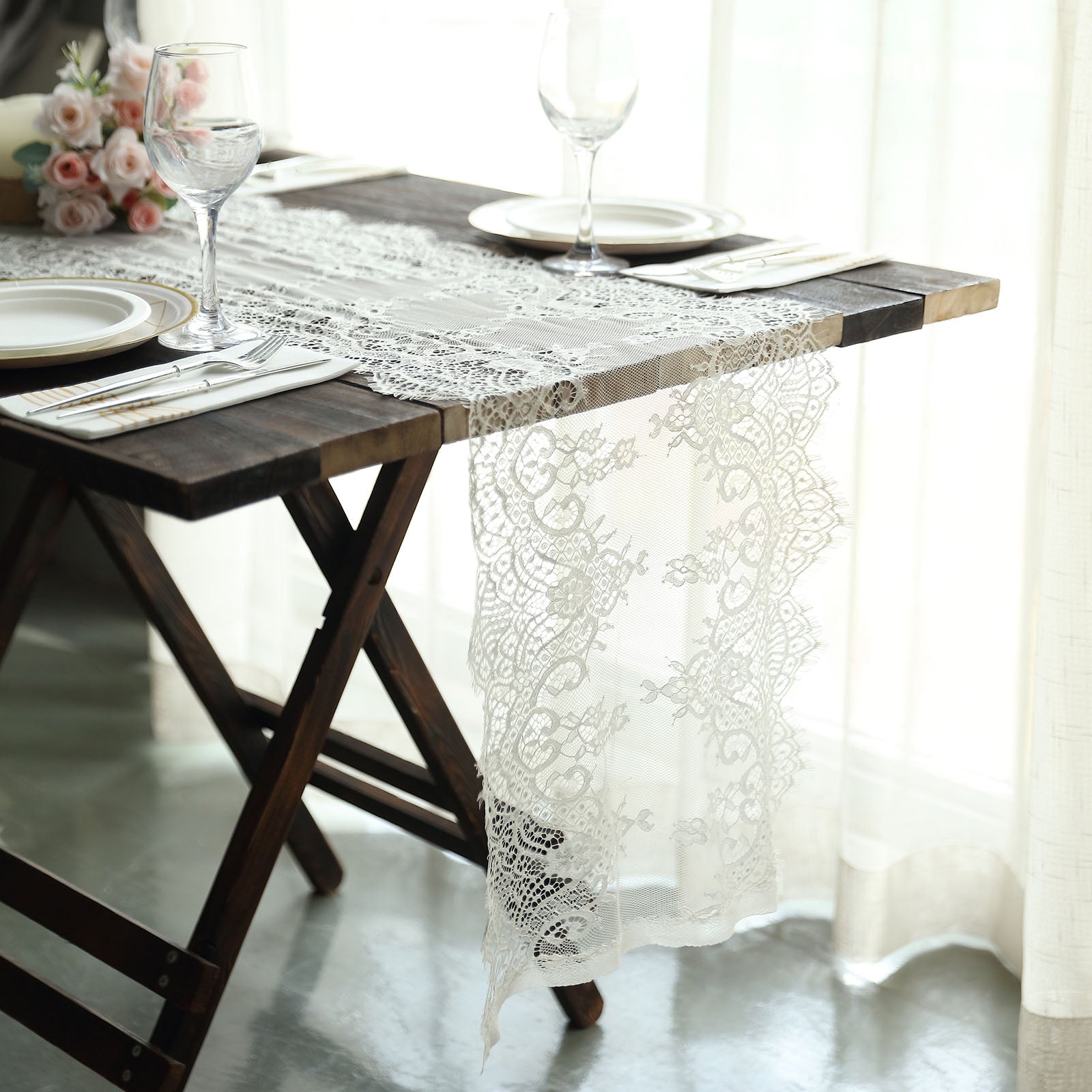 Premium Lace Table Runner with Scalloped Edges – eHomemart