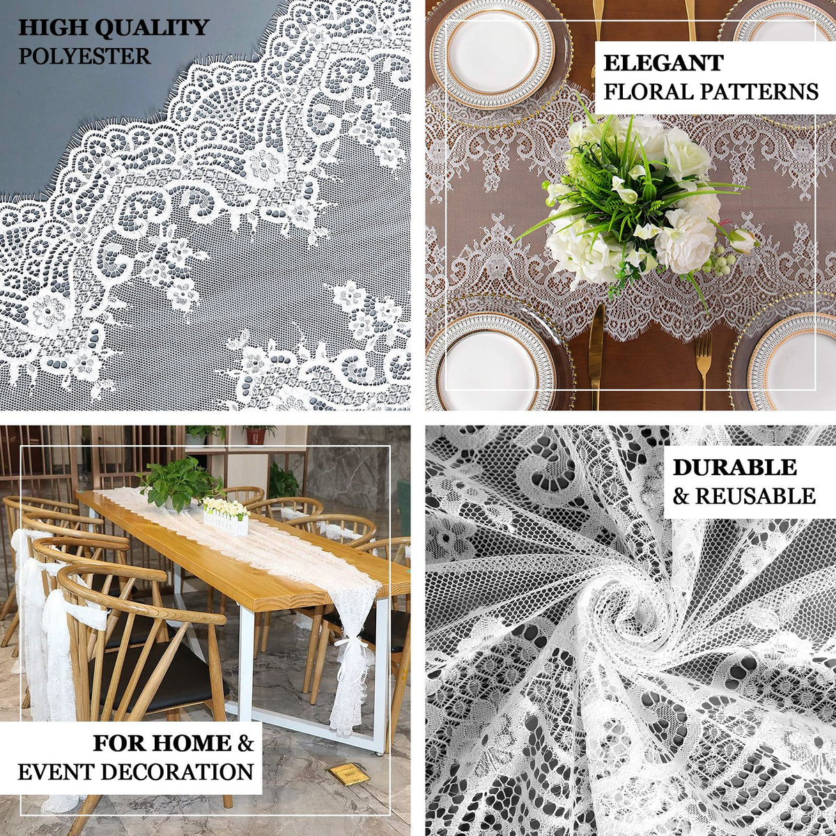 Premium Lace Table Runner with Scalloped Edges – eHomemart
