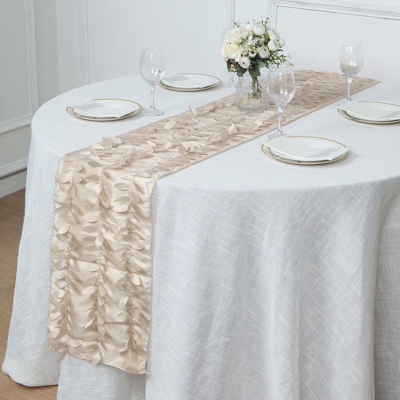 3D Leaf Petal Taffeta Fabric Table Runner 12