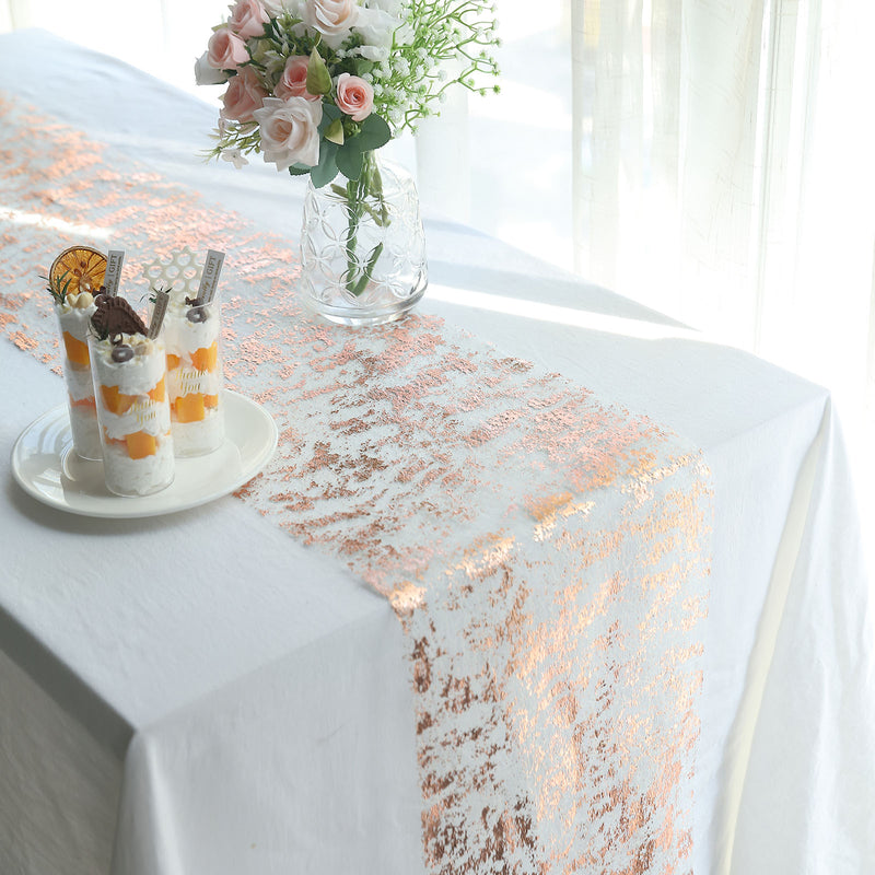 Sparkly Metallic Foil Thin Mesh Polyester Table Runner 25GSM 108