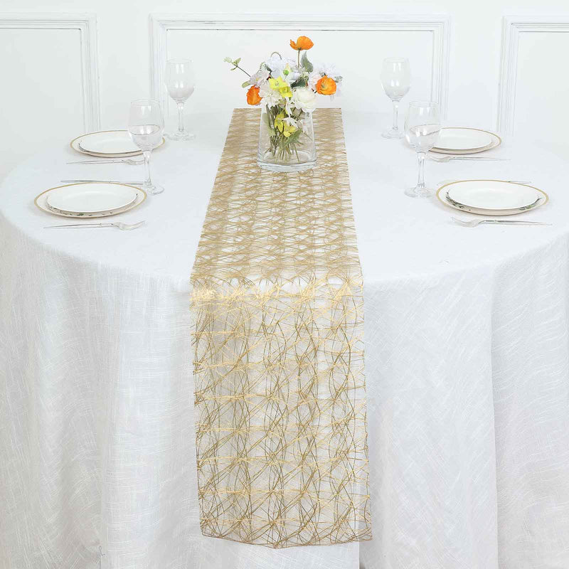 Metallic Non-Woven Fiberweb Polyester Disposable Table Runner 50 GSM 12”x108