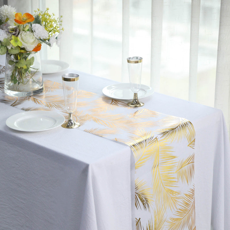 Metallic Gold Palm Leaves Non-Woven Foil Table Runner 108