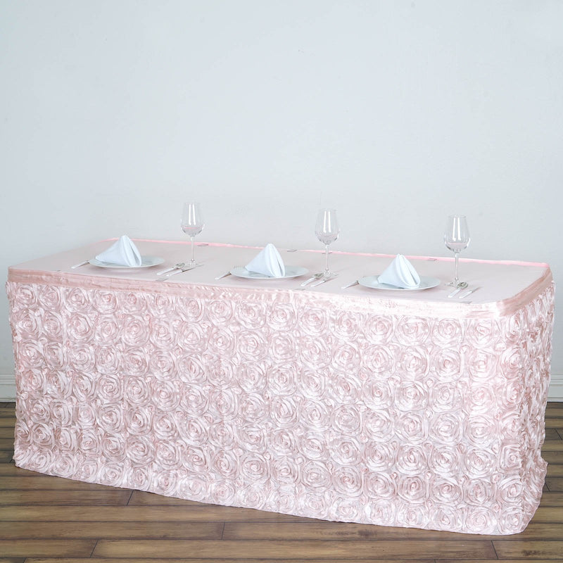 Rosette 3D Satin Table Skirt 17ft