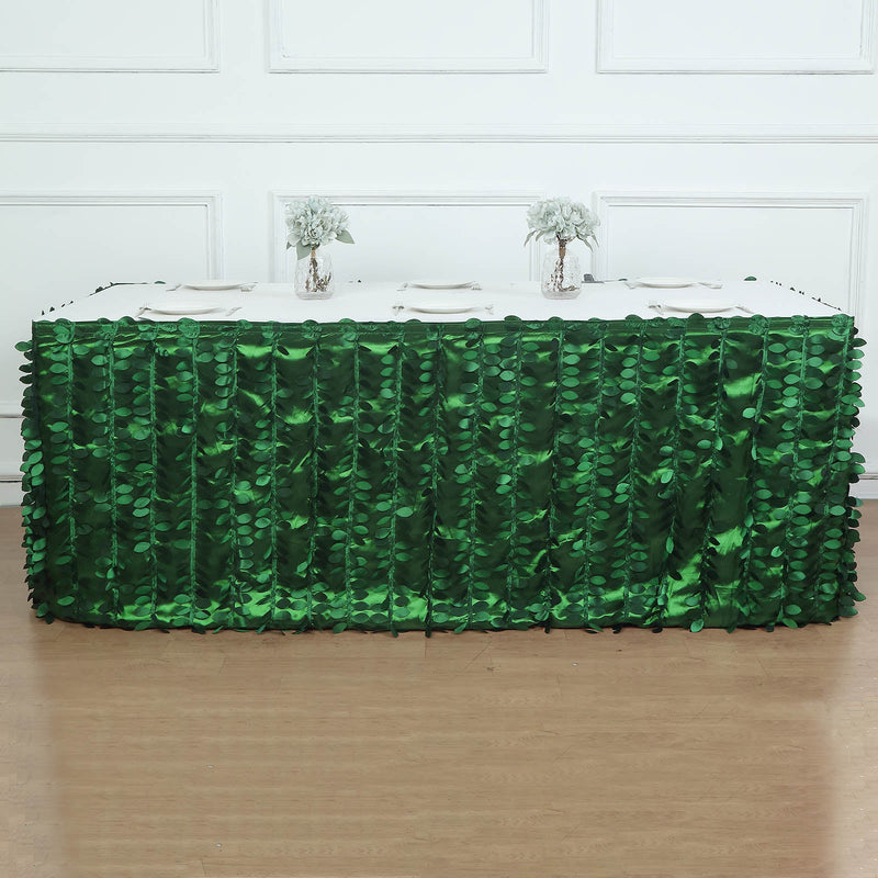 Green 3D Leaf Petal Taffeta Fabric Table Skirt