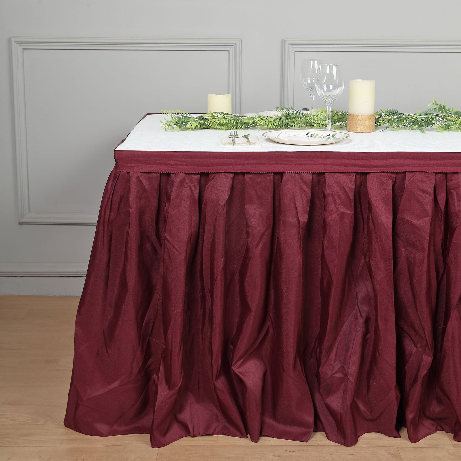 Pleated Polyester Table Skirt - 14ft – eHomemart